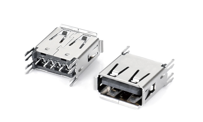 USB 2.0 AF 180度直插式雙魚叉(17.05)(H14.45) UEF04T-11TN-A21P0