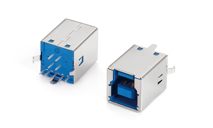 USB 3.0 BF 180度 DIP H=16.0mm PA9T藍(lán)色304外殼彎腳 ULF09T-K3AN-28P0