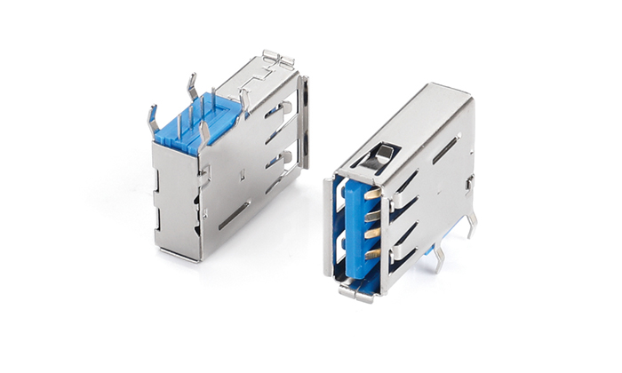 USB2.0 AF 90度側插PBT藍色銅殼 UFF04L-23BN-A11P2