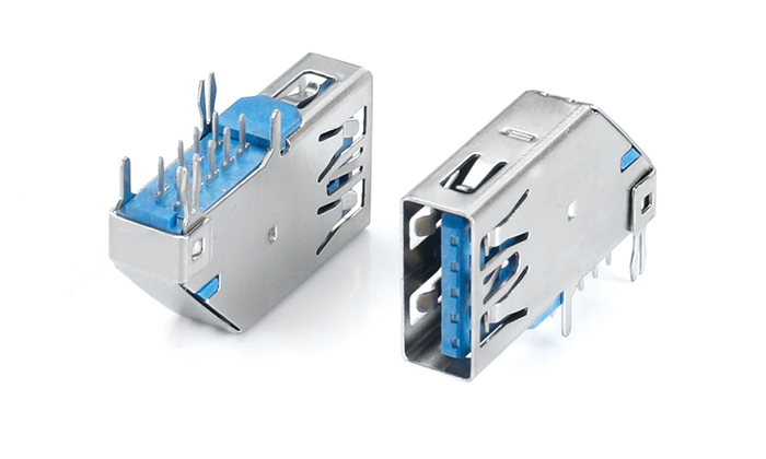 USB3.0 AF 90度側插藍色DIP(魚叉腳2.8mm) UKF09L-13AN-18P0