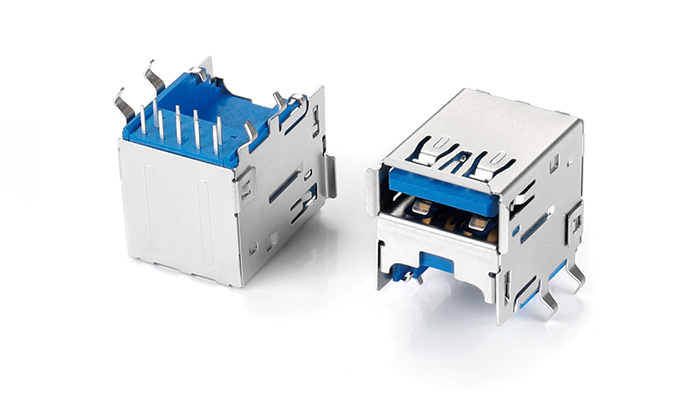 架高USB3.0 90度 DIP(下空位TYPE C)PA9T藍(lán)色 UNF09L-B3AN-18P0