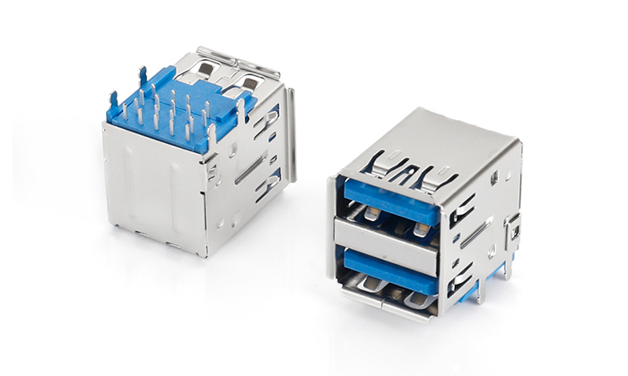 雙層USB3.0直腳1.5 201外殼PA9T藍(lán)色 UBF18L-C3TN-M8P0