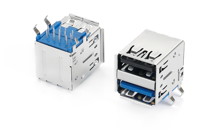 雙層USB90度DIP 上2.0(黑)+下3.0(藍(lán)) 201外殼 UBF13L-2KTN-58P0