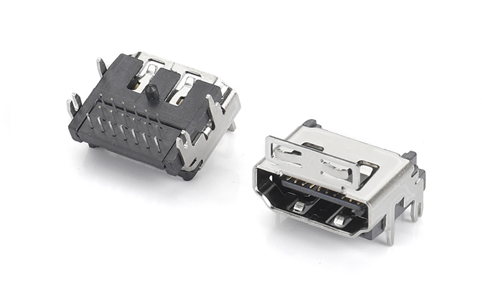 HDMI? AF 三排 DIP (有柱）魚叉腳銅殼帶彈片 HAF19L-11BN-Q1P3