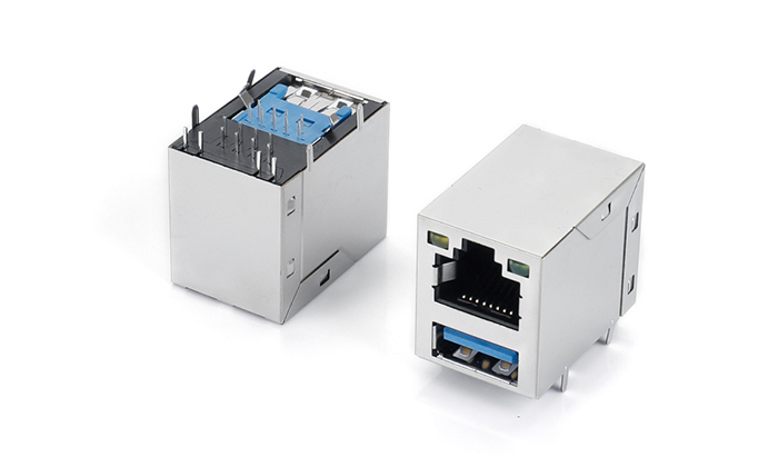 RJ+USB 3.0單層帶燈(左黃右綠) RDF17L-2KBN-31P0